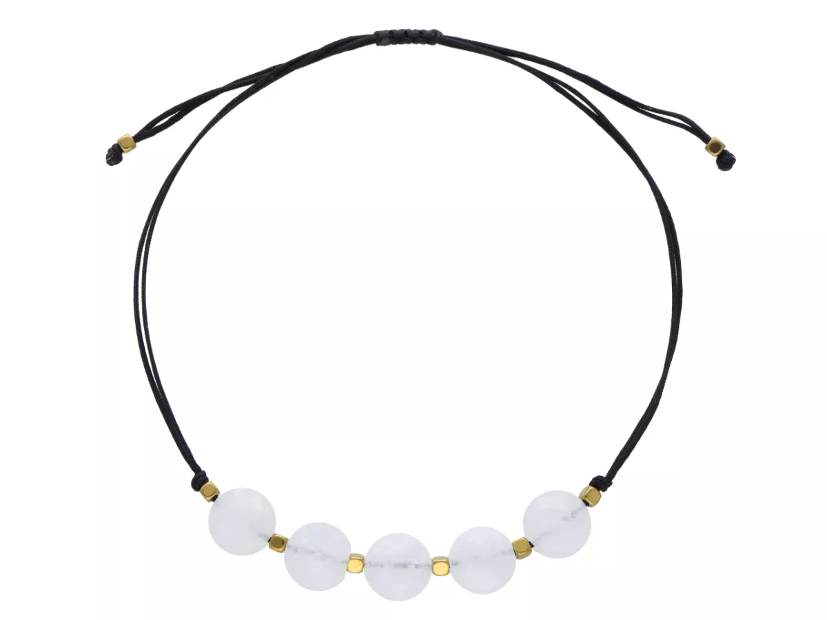 R4N10 BRANSOLETKA SHAMBALLA KRYSZTAŁ GÓRSKI DYSK FASETOWANY