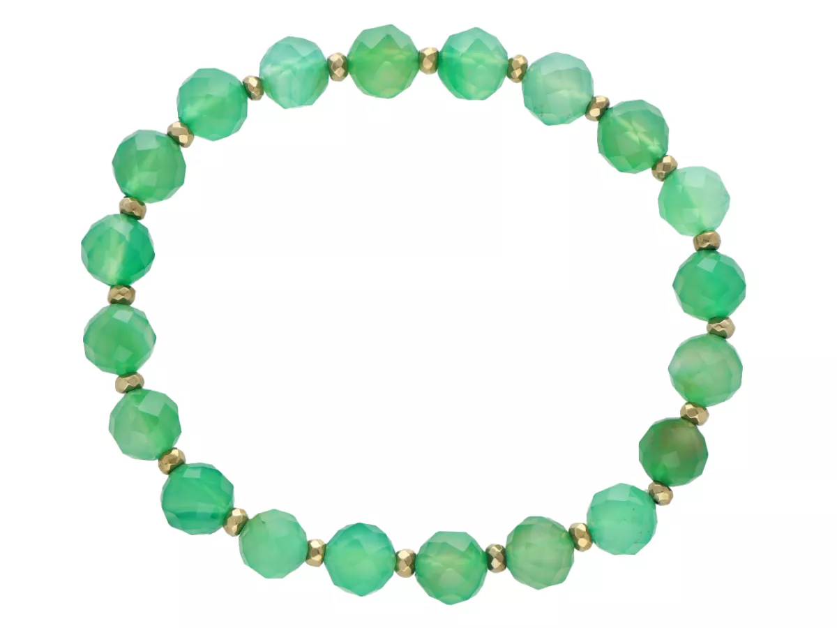 R5B93 BRANSOLETKA AGAT ZIELONY I HEMATYT