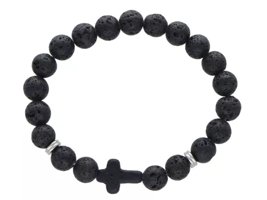 R4E70 BRANSOLETKA LAWA CZARNA KULE 8,5 mm