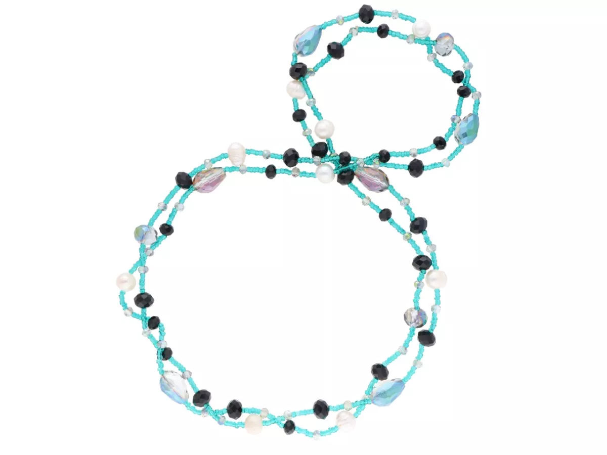 N3O50 NASZYJNIK PERŁA NATURALNA TOHO I KRYSZTAŁKI