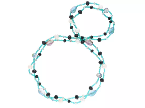 N3O50 NASZYJNIK PERŁA NATURALNA TOHO I KRYSZTAŁKI