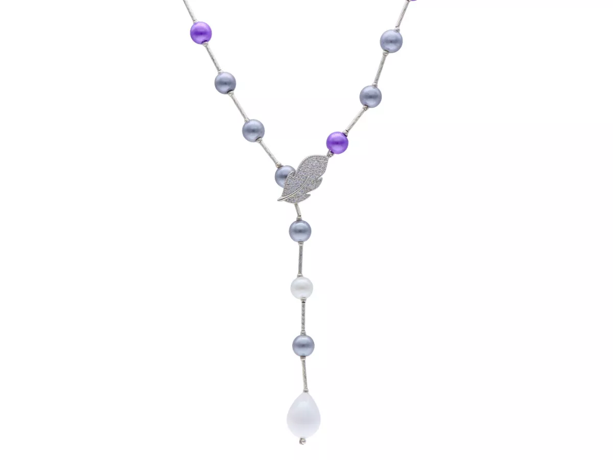 N2P47 NASZYJNIK PERŁY SZKLANE