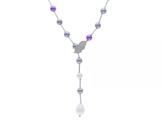 N2P47 NASZYJNIK PERŁY SZKLANE