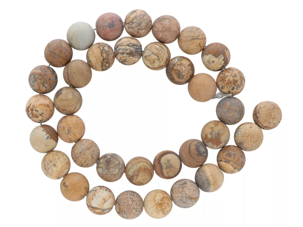 K6Y42 JASPIS OBRAZKOWY KULE MATOWE 10,5 mm - 1 SZNUR