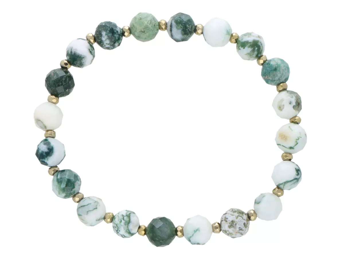 R5B91 BRANSOLETKA AGAT MSZYSTY I HEMATYT