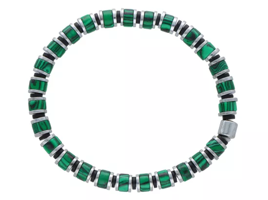 R4O67 BRANSOLETKA MALACHIT KAMIEŃ TYGRYSI I HEMATYT