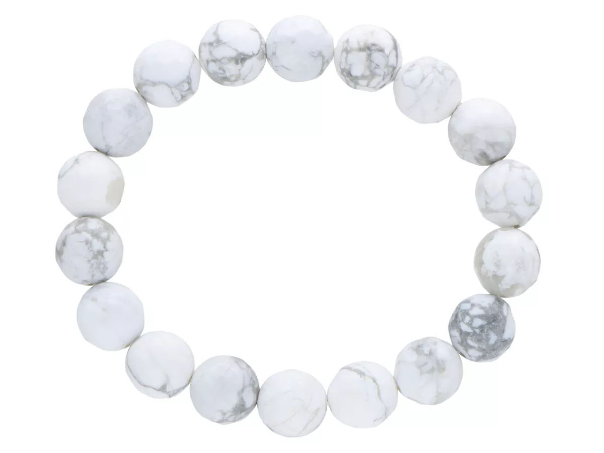 R4W11 BRANSOLETKA HOWLIT BIAŁY LUX KULE FASETOWANE 10 mm